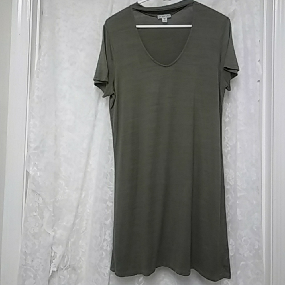 Green Made In USA Y2k T-shirt Tunic Dress Lightweight Cover-Up Beachy Basic Top